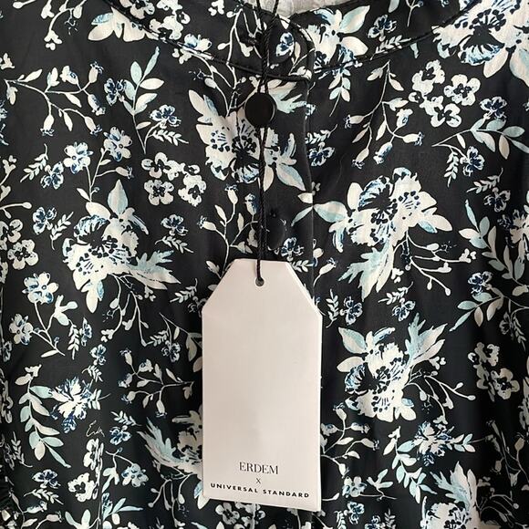 ERDEM x UNIVERSAL STANDARD Kalina Ruffle Shirt Chambray Bud Floral - Picture 8 of 16